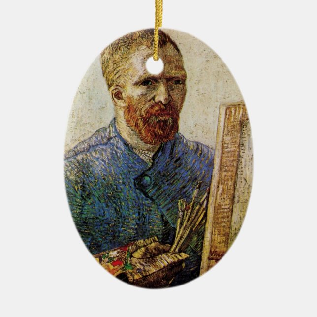 Adorno De Cerámica Autoretrato de Van Gogh frente a Easel (Frente)