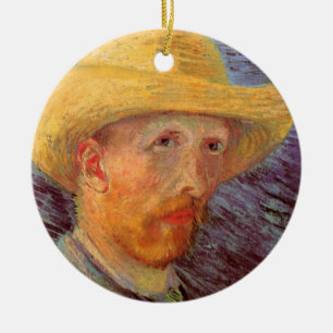 Adorno De Cerámica Autorretrato de Vincent van Gogh con sombrero de p