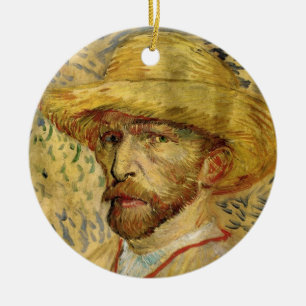 Adorno De Cerámica Autorretrato de Vincent van Gogh con sombrero de p
