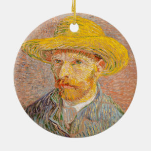 Adorno De Cerámica Autorretrato de Vincent Van Gogh con sombrero de p