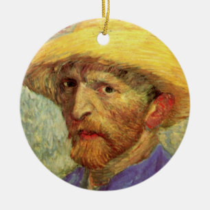 Adorno De Cerámica Autorretrato de Vincent van Gogh con sombrero de p