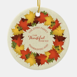 Adorno De Cerámica Autumn Leaves Thanksending Wreath