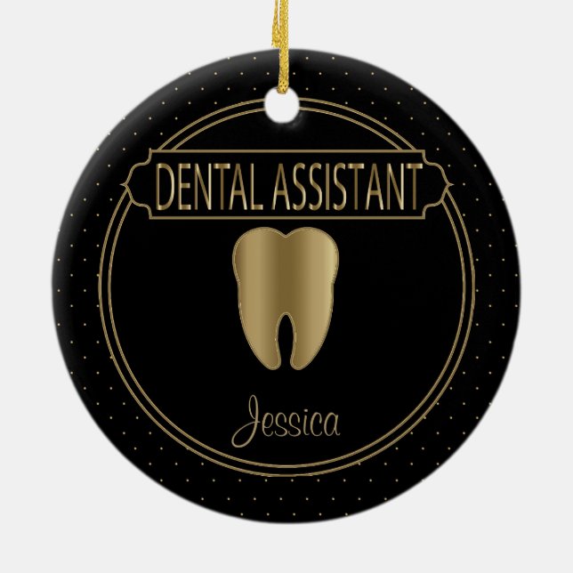 Adorno De Cerámica Auxiliar de 🦷 dental - Negro y Oro (Atrás)