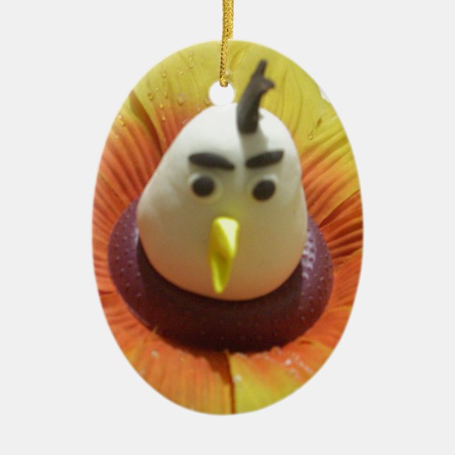 Adorno De Cerámica Ave esculpida en la imagen de arte de girasol (Frente)