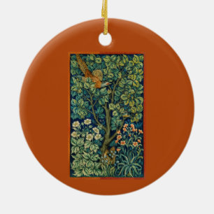 Adorno De Cerámica Ave faisán en un árbol (por William Morris)