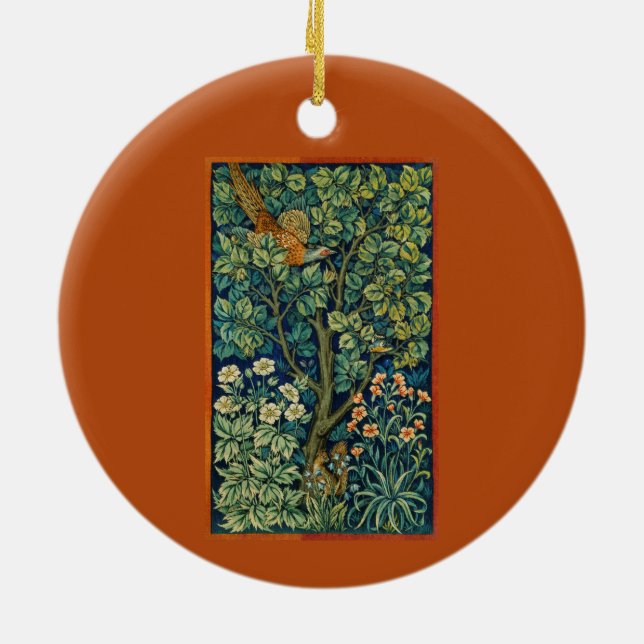 Adorno De Cerámica Ave faisán en un árbol (por William Morris) (Atrás)
