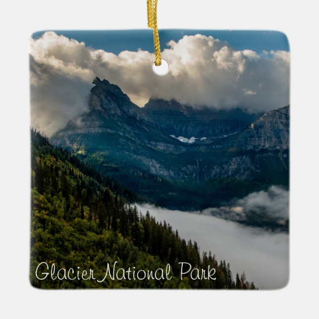 Adorno De Cerámica Ave Falls Glaciar Parque Nacional (Anverso)