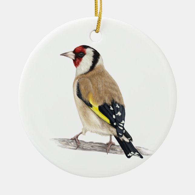 Adorno De Cerámica Ave Goldfinch (Frente)