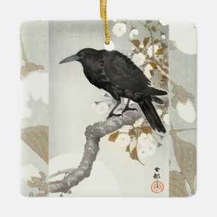 Adorno De Cerámica Ave japonesa Crow Raven Koson