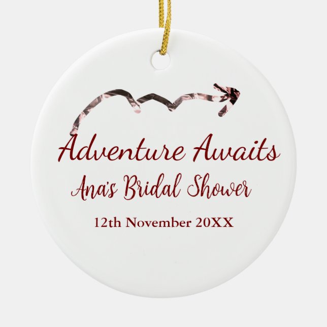 Adorno De Cerámica Aventura a la ducha de novia agregar nombre flecha (Frente)
