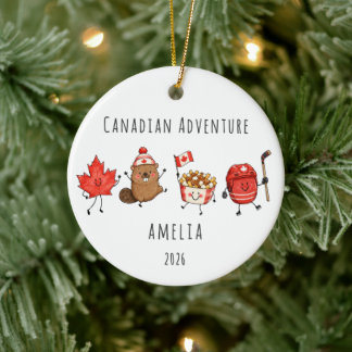 Adorno De Cerámica Aventura Canadiense de Viaje Personalizado