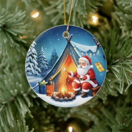 Adorno De Cerámica Aventura de Camping Invernal de Santa Acogedor
