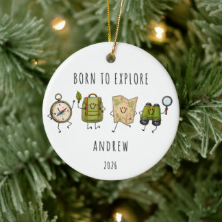 Adorno De Cerámica Aventura Personalizada para Explorar de Nacimiento