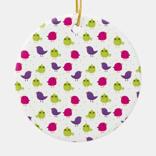 Adorno De Cerámica Aves alegres y coloridas (Frente)