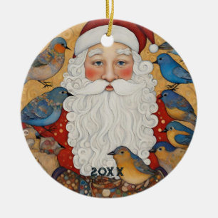 Adorno De Cerámica Aves azules de Santa Cute