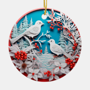 Adorno De Cerámica Aves Blancas Al Estilo 3D Navidades En El País
