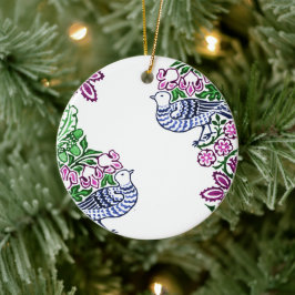 Adorno De Cerámica Aves de Arte Popular Flores Acorns