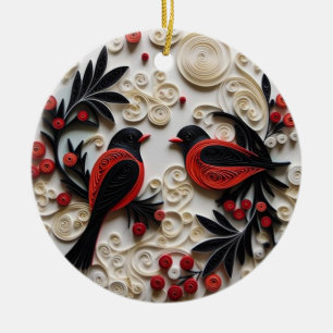 Adorno De Cerámica "Aves de Navidad Quilled Ornamento"