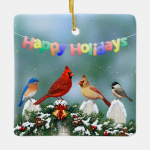 Adorno De Cerámica Aves de vacaciones y Navidades Garland