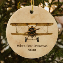 Avión Antiguo Caprichoso Aviador 1er Navidad