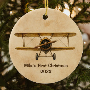 Adorno De Cerámica Avión Antiguo Caprichoso Aviador 1er Navidad