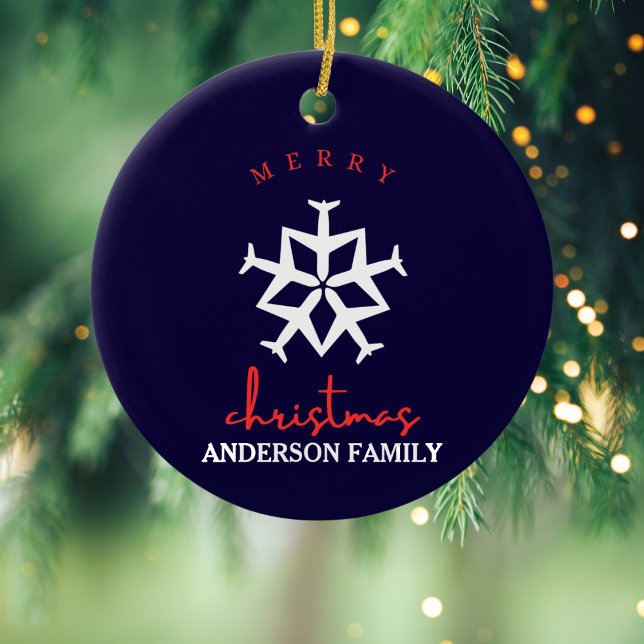 Adorno De Cerámica Avión de navidades con copo de nieve Foto divertid (Subido por el creador)