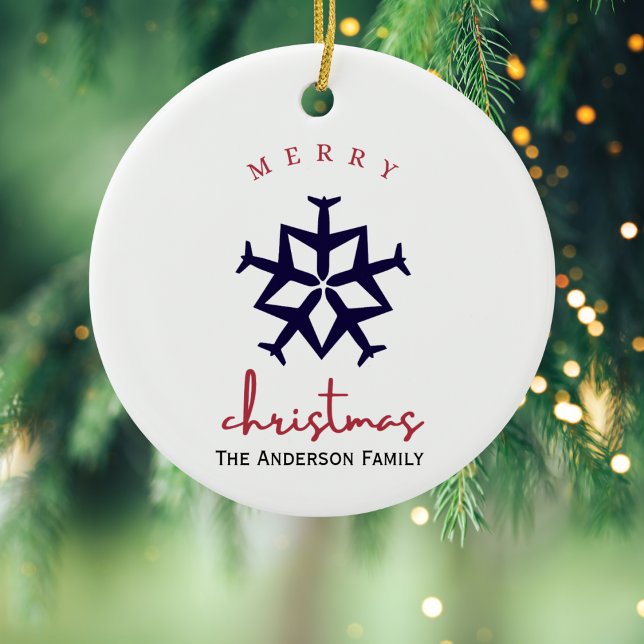 Adorno De Cerámica Avión de navidades con copo de nieve Foto divertid (Subido por el creador)