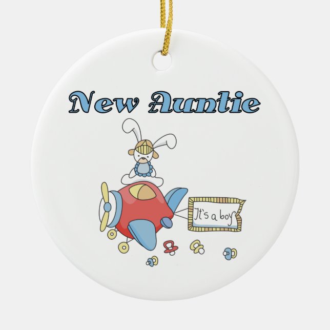 Adorno De Cerámica Avión, nueva tía de camisetas y regalos (Frente)