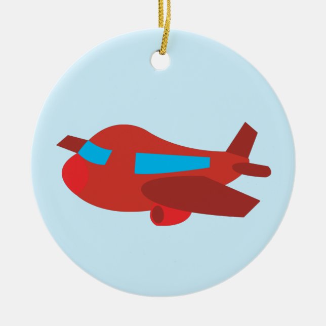 Adorno De Cerámica Avión rojo y azul (Frente)