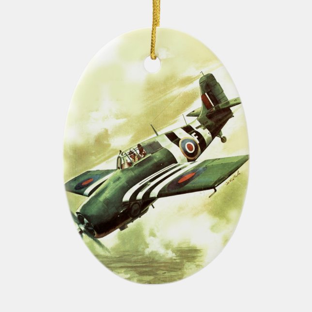 Adorno De Cerámica Avión Vintage (Frente)