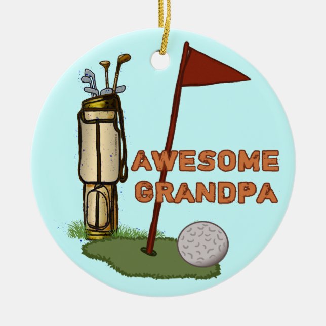 Adorno De Cerámica Awesome Grandpa Golf (Frente)