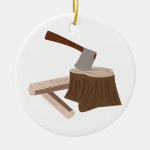 Adorno De Cerámica Ax En Stump
