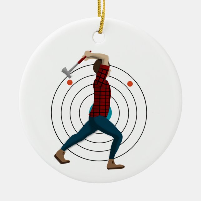 Adorno De Cerámica Ax Throwing (Frente)