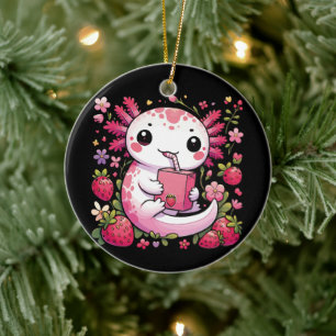 Adorno De Cerámica Axolotl Bebe Fresa Japonesa