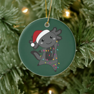 Adorno De Cerámica Axolotl Merry Christmas Winter Animales Axolotls B