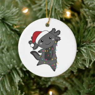 Adorno De Cerámica Axolotl Merry Christmas Winter Animals Axolotls
