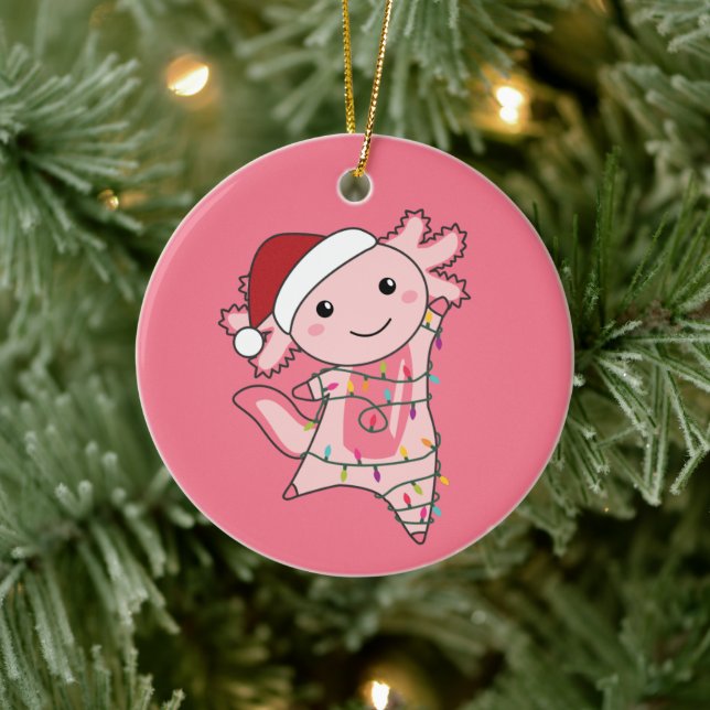 Adorno De Cerámica Axolotl Merry Christmas Winter Animals Axolotls Ad (Árbol)