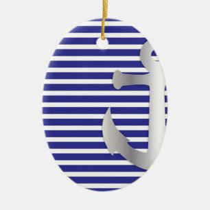 Adorno De Cerámica Aziza Stripes y Marine Blue Seaman