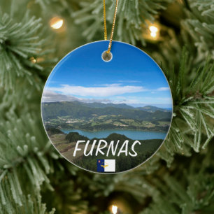 Adorno De Cerámica Azores: Furnas Navidades Personalizado Ornament