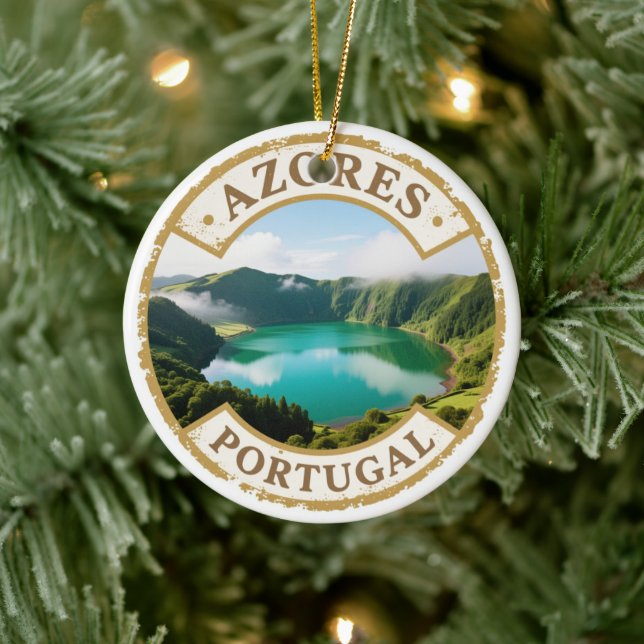 Adorno De Cerámica Azores Portugal Travel Badge Ornament – Two-Sided  (Árbol)