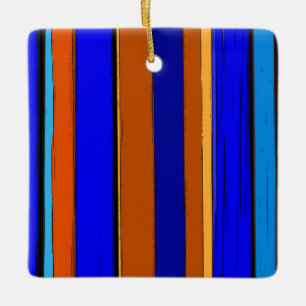Adorno De Cerámica Azul abstracto y naranja 930 - Rayas verticales