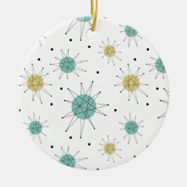 Adorno De Cerámica Azul Amarillo franciscano Starburst Mid Century