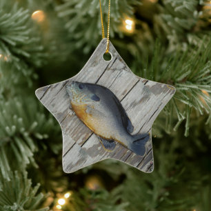 Adorno De Cerámica azul amarillo morado turquesa, Pez bluegill en mue