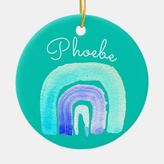 Adorno De Cerámica Azul arcoiris amor acuático (Frente)