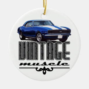 Adorno De Cerámica Azul Camaro del músculo del vintage