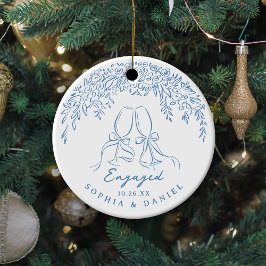 Adorno De Cerámica Azul Caprichoso Aplaudiendo Nuestro Primer Navidad