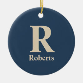 Adorno De Cerámica Azul Clásico Y Vainilla Nombre/Primera/Familia