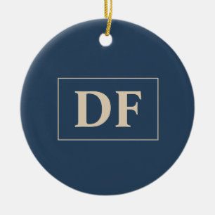 Adorno De Cerámica Azul Con Iniciales De Vainilla