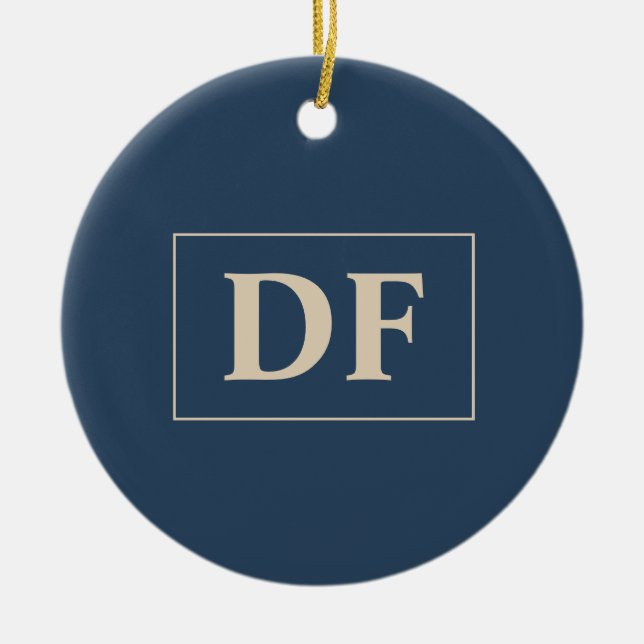 Adorno De Cerámica Azul Con Iniciales De Vainilla (Frente)