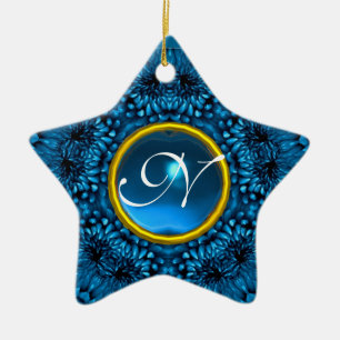 Adorno De Cerámica AZUL DAHLIA SAPPHIRE MONOGRAM Star